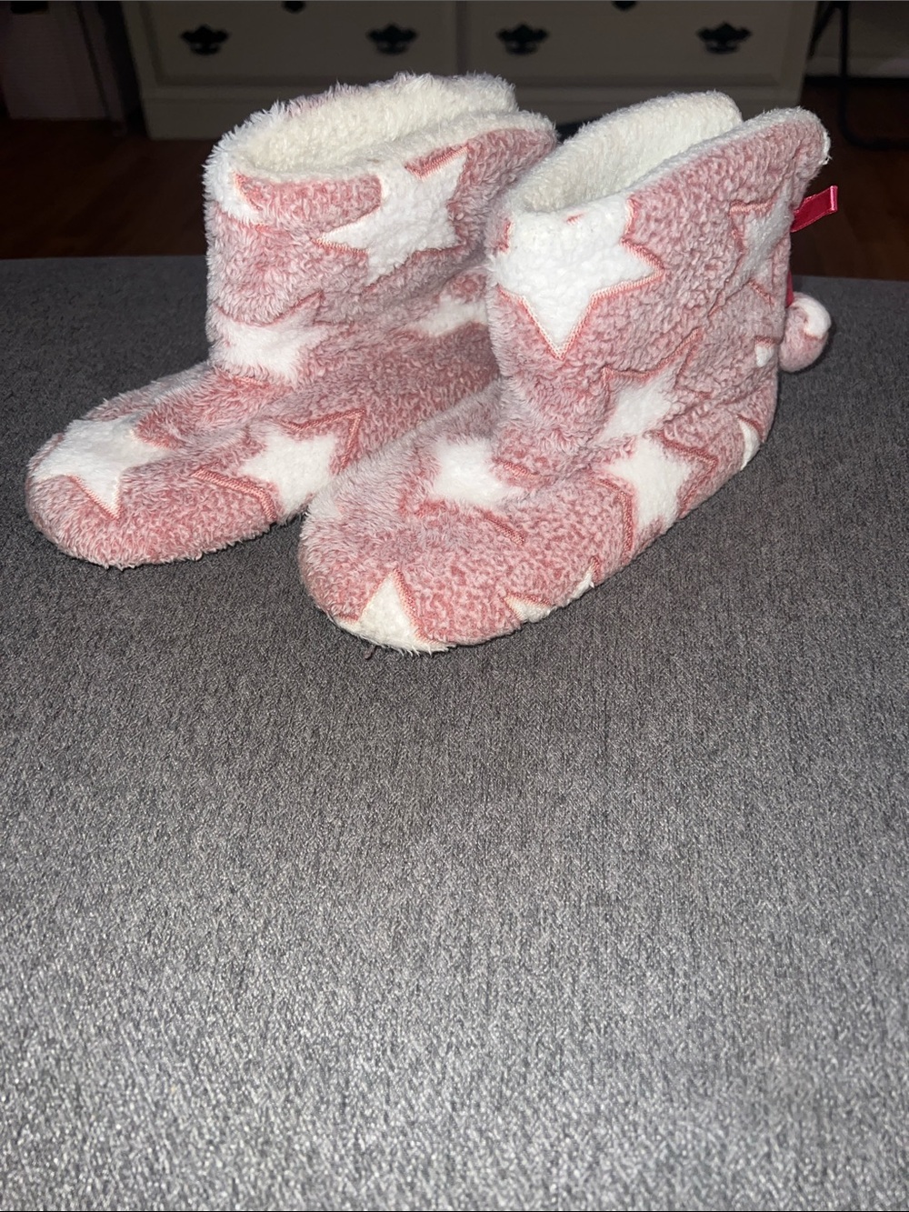 Jessica Simpson Pink and White Star Bootie Slippers for Kids
